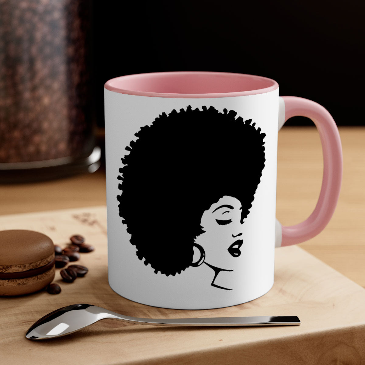 Black Women - Queen 77# Mug featuring a two-tone design with a colored handle and glossy finish, perfect for coffee or tea.