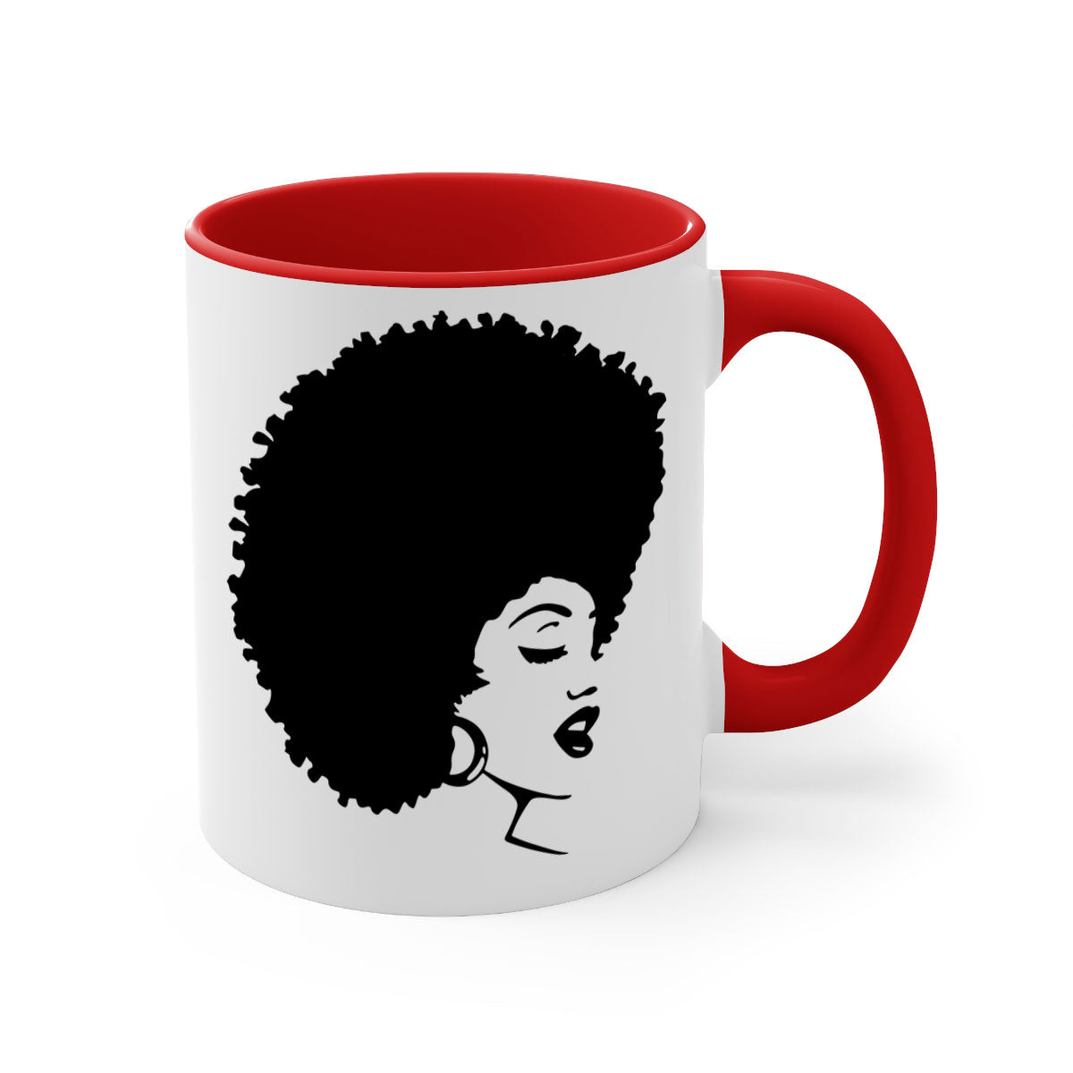 Black Women - Queen 77# Mug featuring a two-tone design with a colored handle and glossy finish, perfect for coffee or tea.