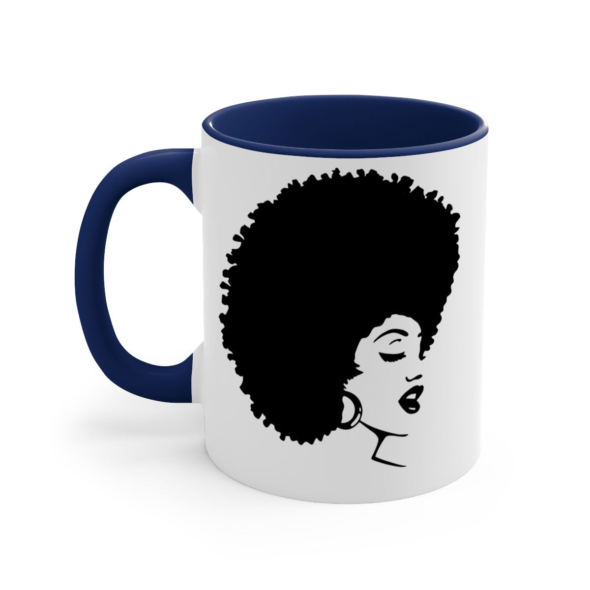 Black Women - Queen 77# Mug featuring a two-tone design with a colored handle and glossy finish, perfect for coffee or tea.