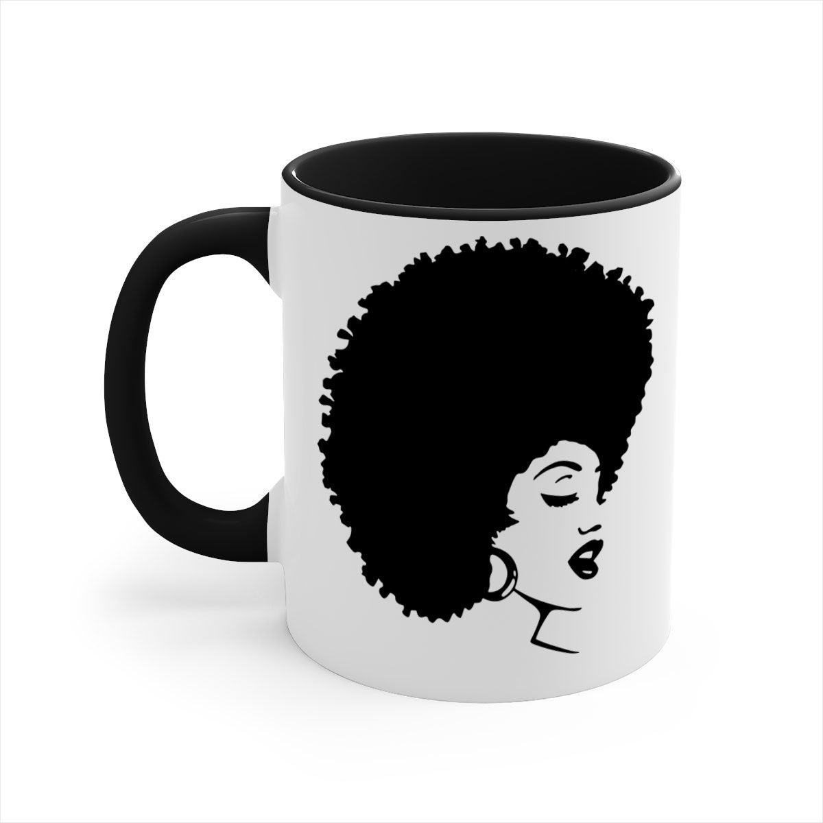 Black Women - Queen 77# Mug featuring a two-tone design with a colored handle and glossy finish, perfect for coffee or tea.