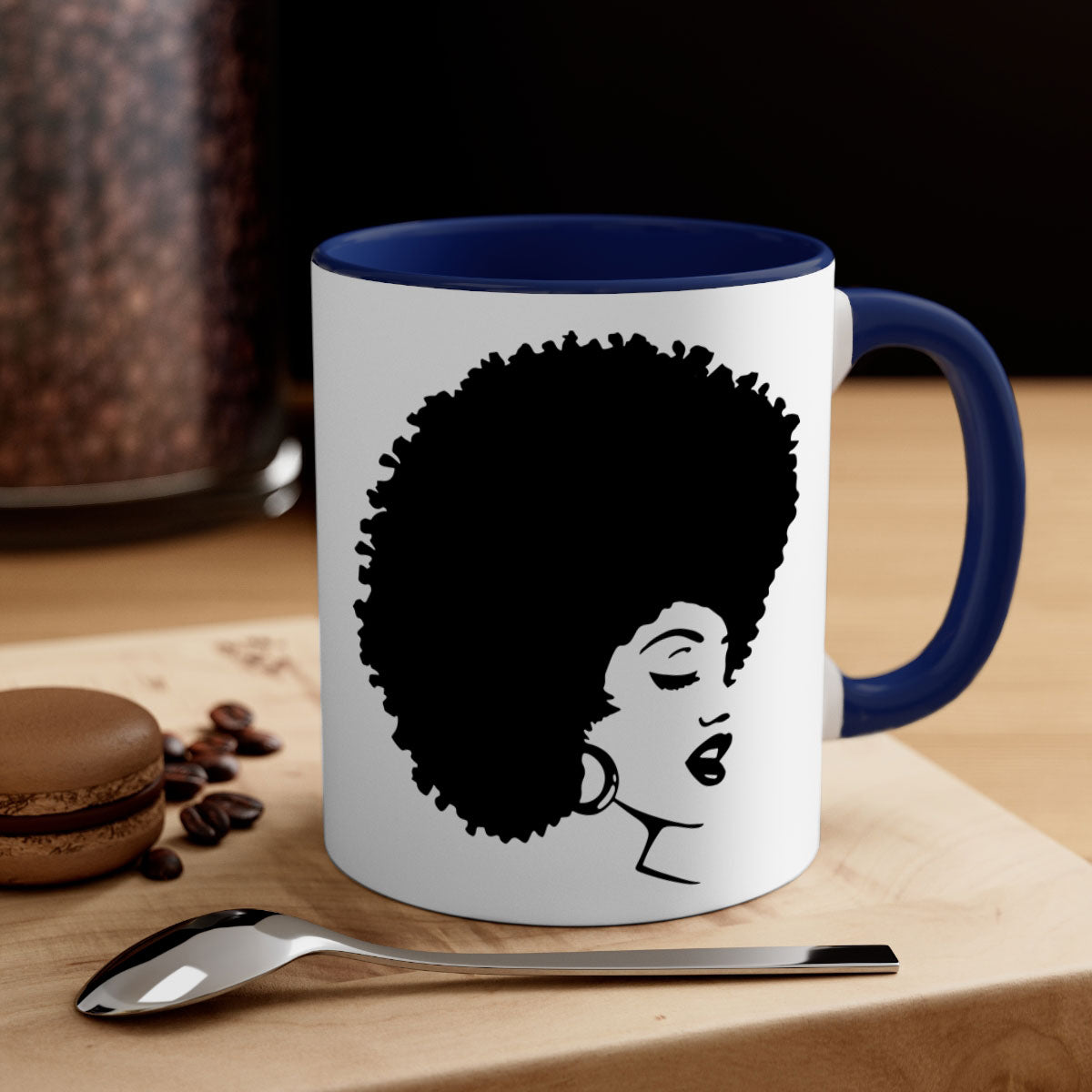 Black Women - Queen 77# Mug featuring a two-tone design with a colored handle and glossy finish, perfect for coffee or tea.