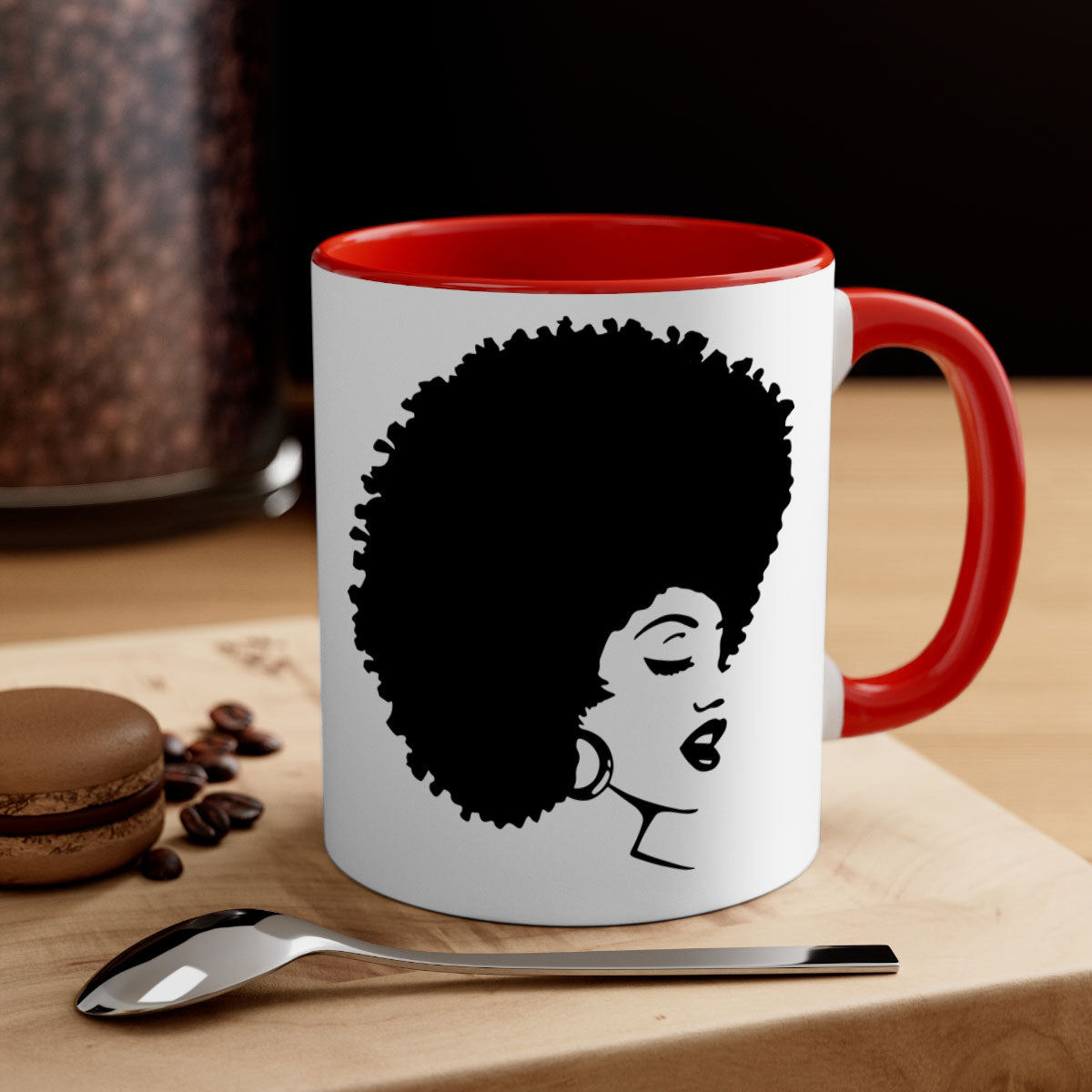 Black Women - Queen 77# Mug featuring a two-tone design with a colored handle and glossy finish, perfect for coffee or tea.