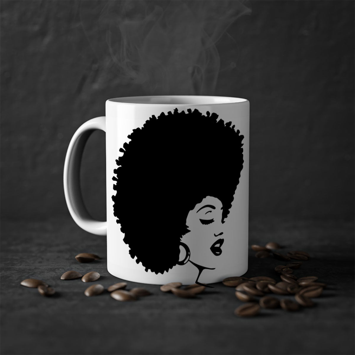 Black Women - Queen 77# Mug featuring a two-tone design with a colored handle and glossy finish, perfect for coffee or tea.