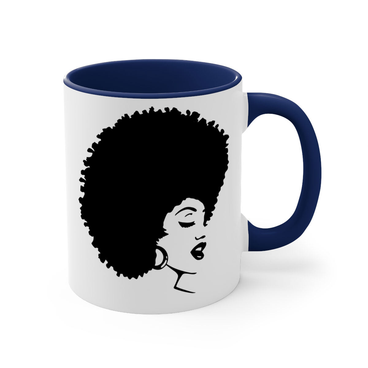 Black Women - Queen 77# Mug featuring a two-tone design with a colored handle and glossy finish, perfect for coffee or tea.