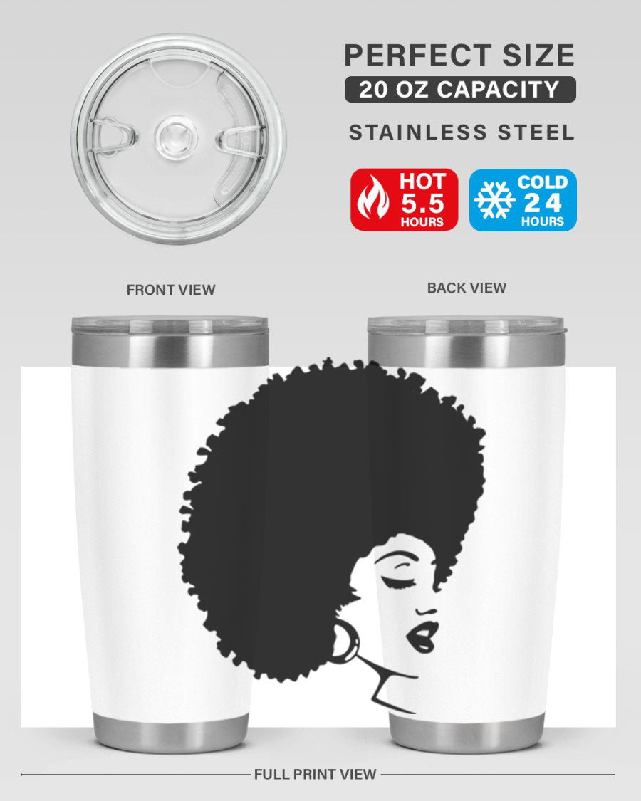 Black Women - Queen 77# Tumbler showcasing a stylish design with double wall vacuum insulation, perfect for hot and cold beverages.