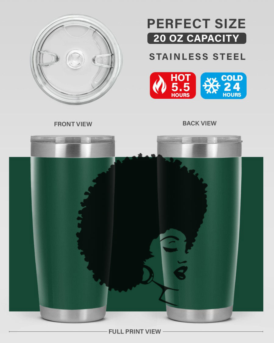 Black Women - Queen 77# Tumbler showcasing a stylish design with double wall vacuum insulation, perfect for hot and cold beverages.