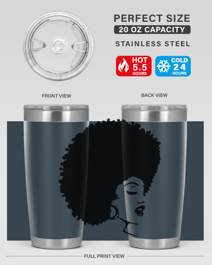 Black Women - Queen 77# Tumbler showcasing a stylish design with double wall vacuum insulation, perfect for hot and cold beverages.