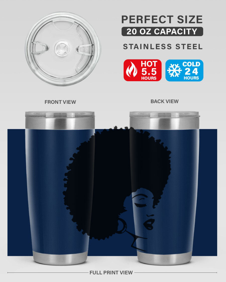 Black Women - Queen 77# Tumbler showcasing a stylish design with double wall vacuum insulation, perfect for hot and cold beverages.