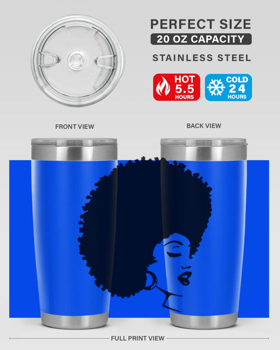 Black Women - Queen 77# Tumbler showcasing a stylish design with double wall vacuum insulation, perfect for hot and cold beverages.