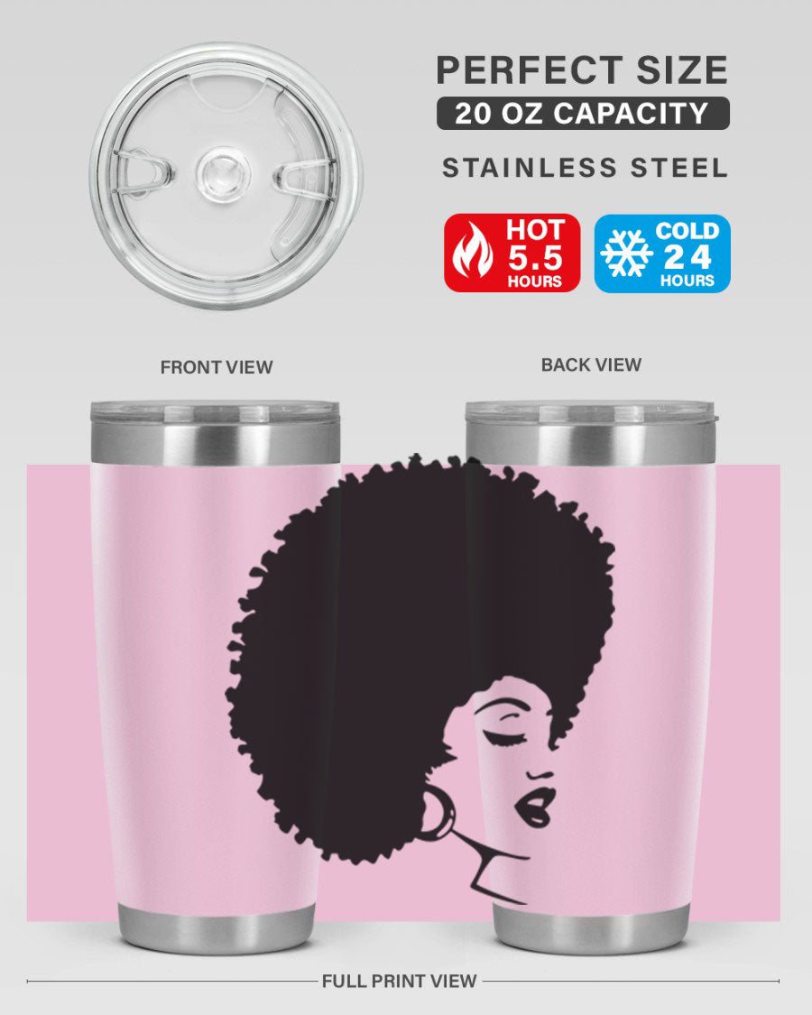 Black Women - Queen 77# Tumbler showcasing a stylish design with double wall vacuum insulation, perfect for hot and cold beverages.