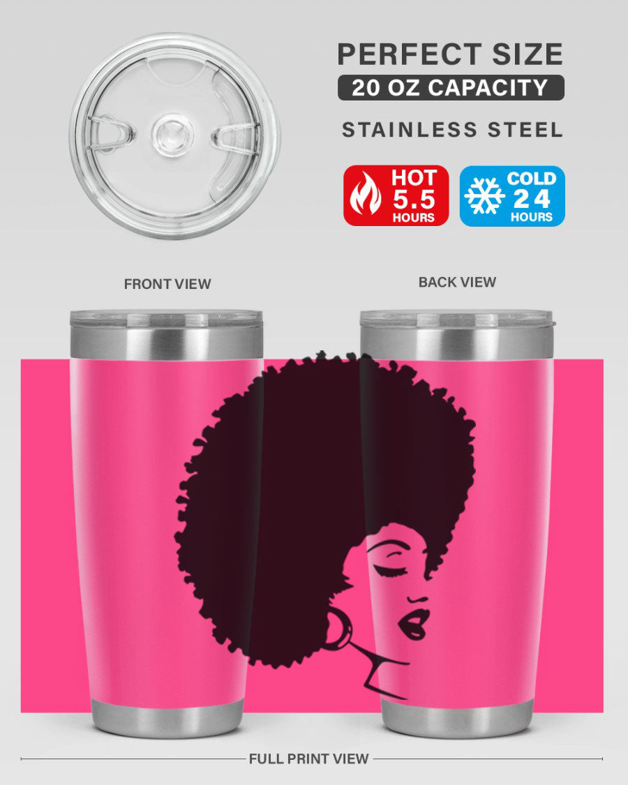 Black Women - Queen 77# Tumbler showcasing a stylish design with double wall vacuum insulation, perfect for hot and cold beverages.