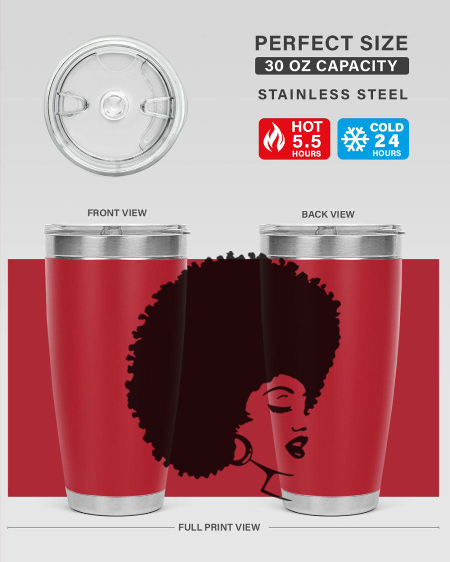 Black Women - Queen 77# Tumbler showcasing a stylish design with double wall vacuum insulation, perfect for hot and cold beverages.