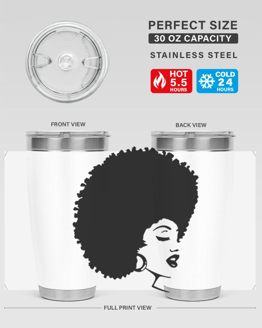 Black Women - Queen 77# Tumbler showcasing a stylish design with double wall vacuum insulation, perfect for hot and cold beverages.