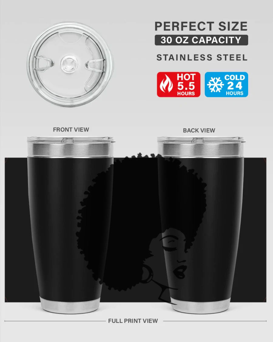 Black Women - Queen 77# Tumbler showcasing a stylish design with double wall vacuum insulation, perfect for hot and cold beverages.