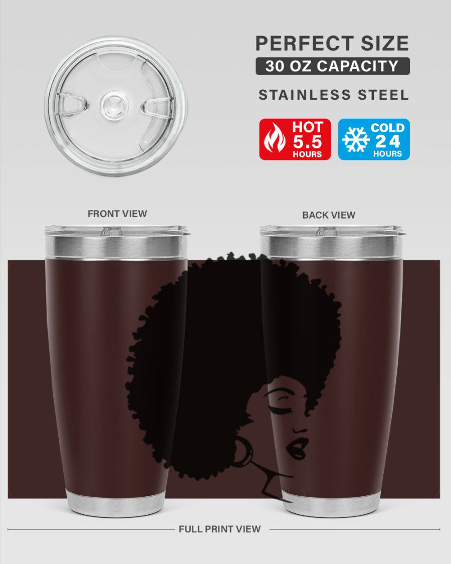 Black Women - Queen 77# Tumbler showcasing a stylish design with double wall vacuum insulation, perfect for hot and cold beverages.