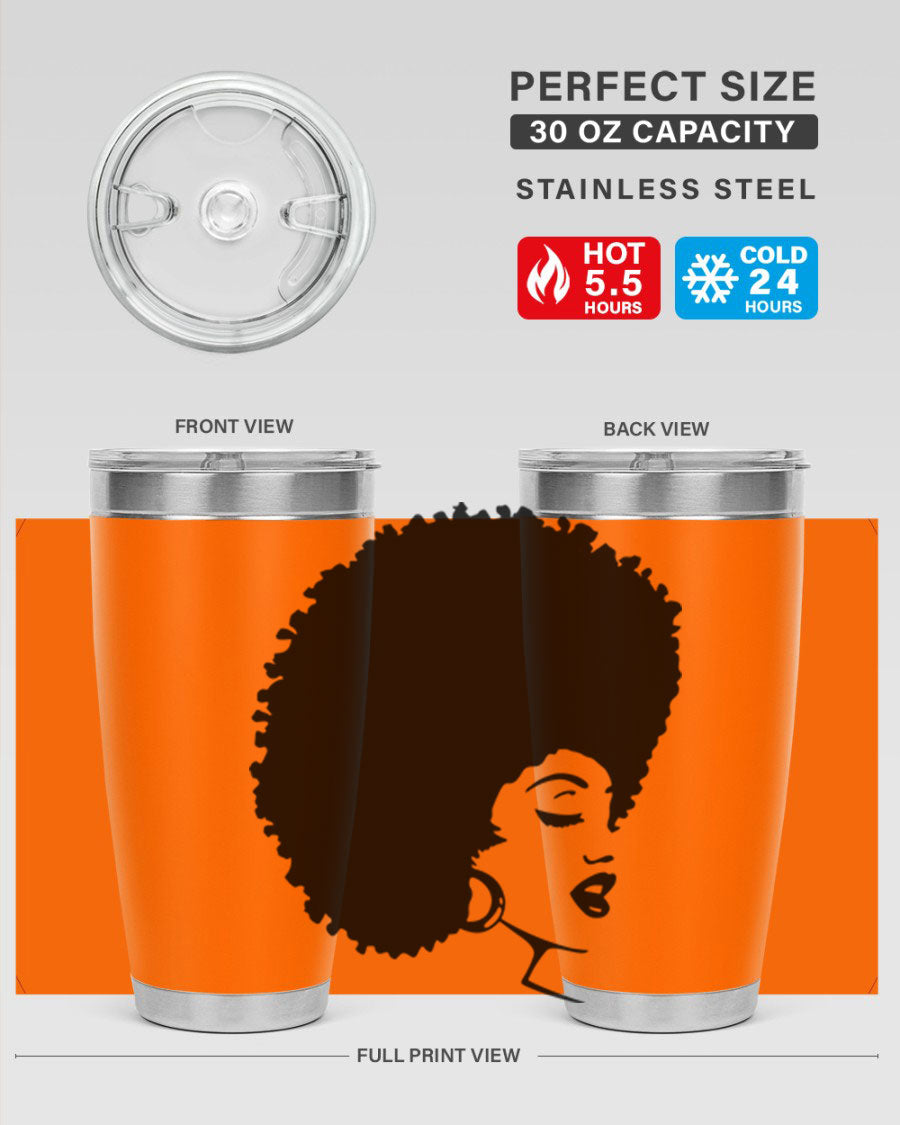 Black Women - Queen 77# Tumbler showcasing a stylish design with double wall vacuum insulation, perfect for hot and cold beverages.