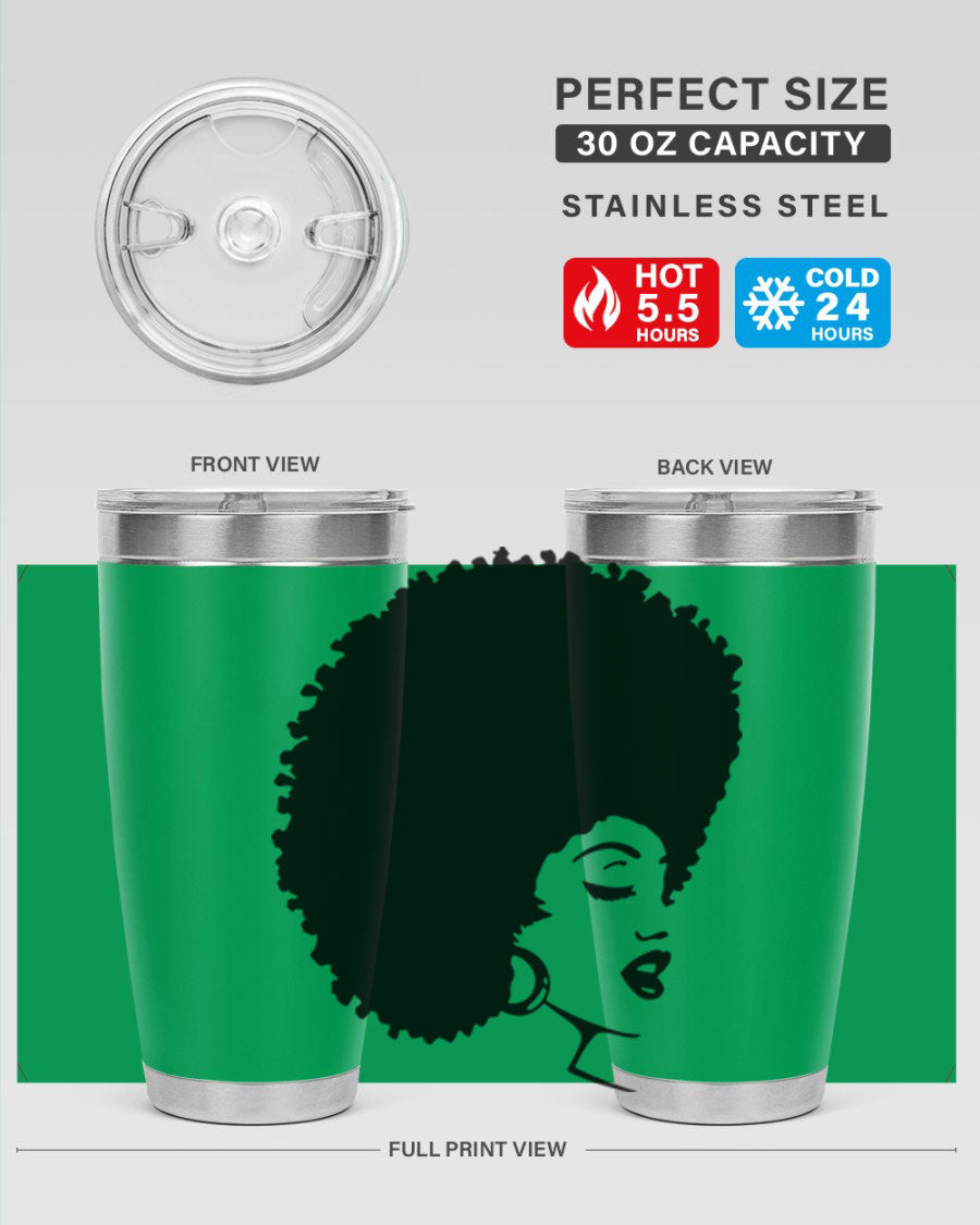 Black Women - Queen 77# Tumbler showcasing a stylish design with double wall vacuum insulation, perfect for hot and cold beverages.