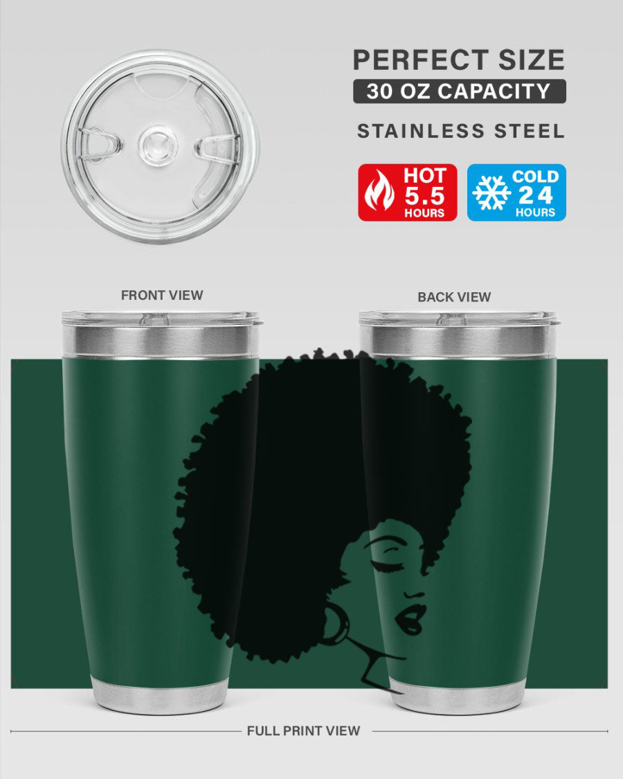 Black Women - Queen 77# Tumbler showcasing a stylish design with double wall vacuum insulation, perfect for hot and cold beverages.