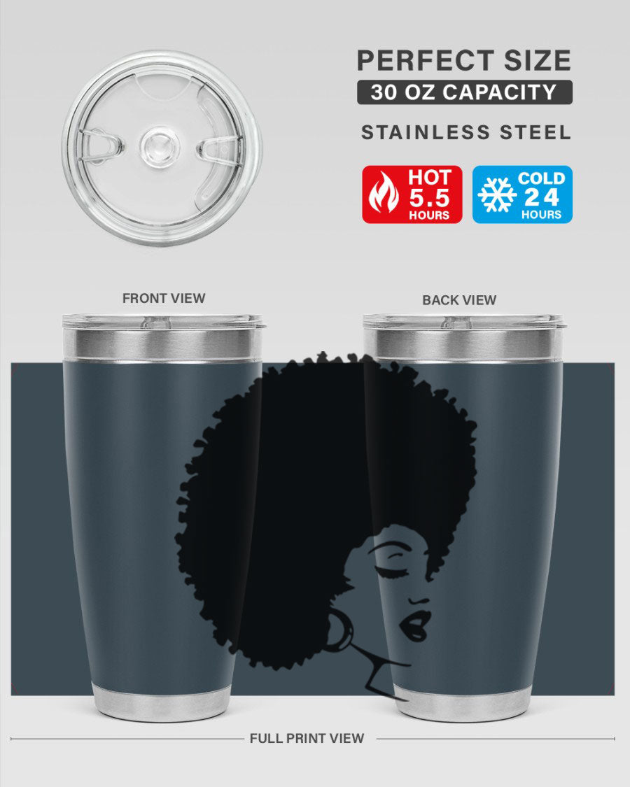 Black Women - Queen 77# Tumbler showcasing a stylish design with double wall vacuum insulation, perfect for hot and cold beverages.