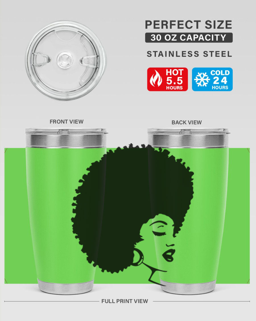 Black Women - Queen 77# Tumbler showcasing a stylish design with double wall vacuum insulation, perfect for hot and cold beverages.