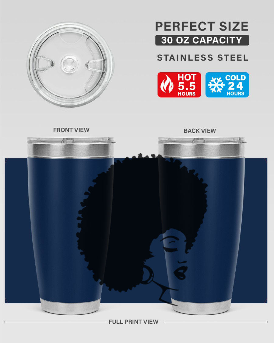 Black Women - Queen 77# Tumbler showcasing a stylish design with double wall vacuum insulation, perfect for hot and cold beverages.