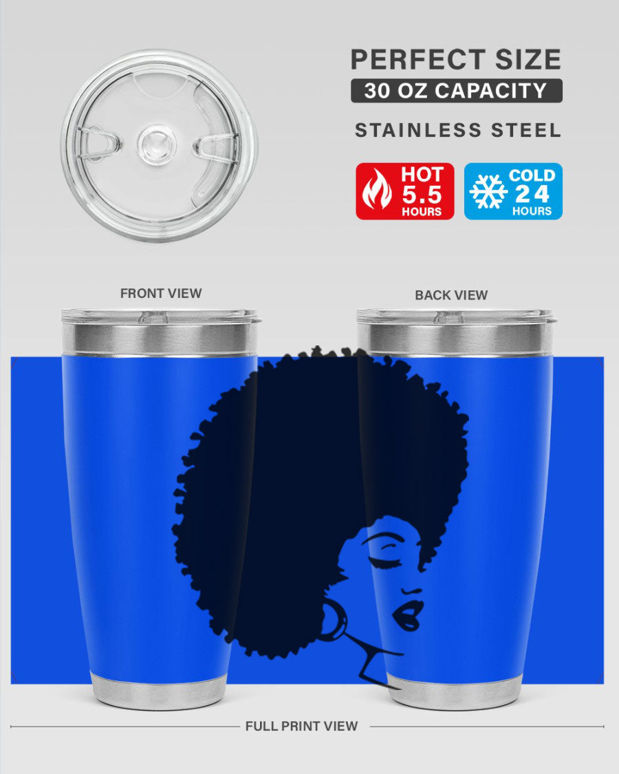 Black Women - Queen 77# Tumbler showcasing a stylish design with double wall vacuum insulation, perfect for hot and cold beverages.