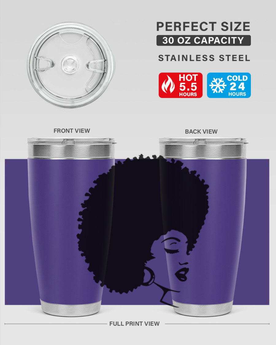 Black Women - Queen 77# Tumbler showcasing a stylish design with double wall vacuum insulation, perfect for hot and cold beverages.