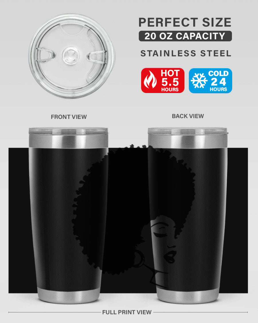 Black Women - Queen 77# Tumbler showcasing a stylish design with double wall vacuum insulation, perfect for hot and cold beverages.