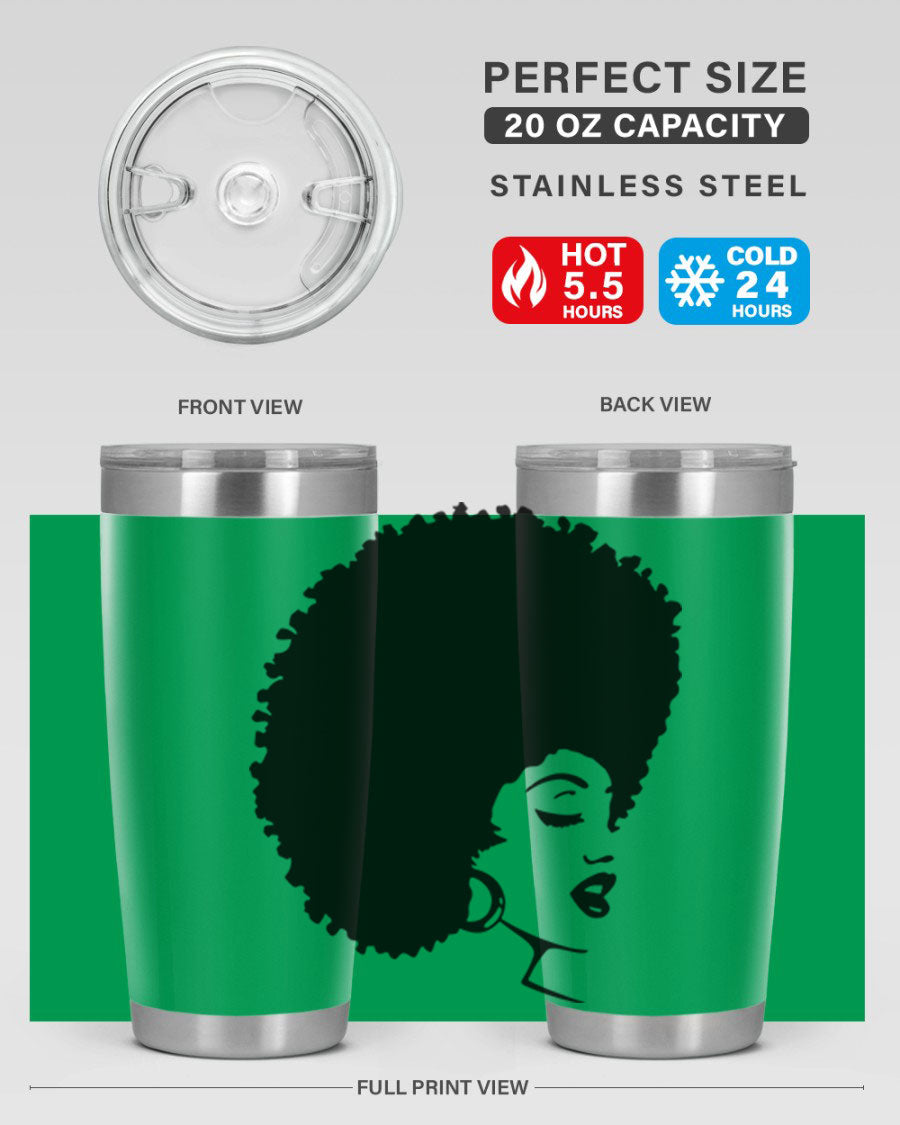 Black Women - Queen 77# Tumbler showcasing a stylish design with double wall vacuum insulation, perfect for hot and cold beverages.