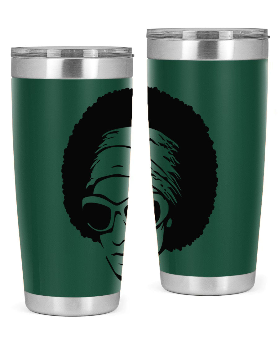 Black women queen 70# tumbler showcasing a stylish design with double wall vacuum insulation, perfect for hot and cold beverages.