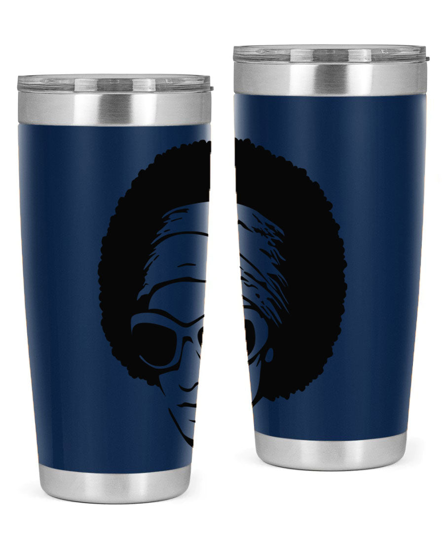 Black women queen 70# tumbler showcasing a stylish design with double wall vacuum insulation, perfect for hot and cold beverages.