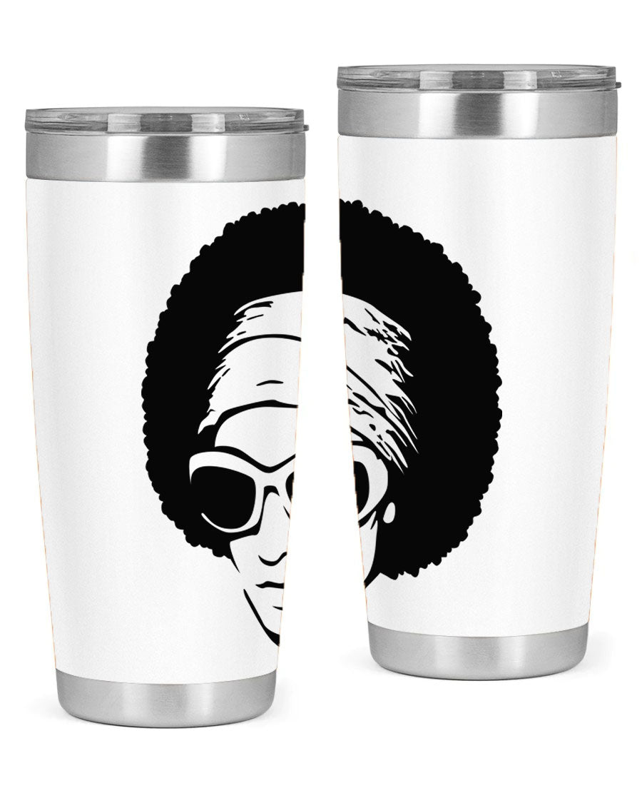 Black women queen 70# tumbler showcasing a stylish design with double wall vacuum insulation, perfect for hot and cold beverages.