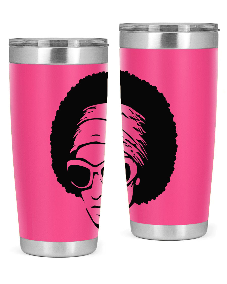 Black women queen 70# tumbler showcasing a stylish design with double wall vacuum insulation, perfect for hot and cold beverages.