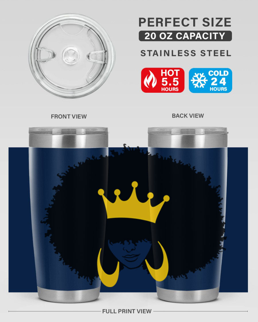 Black Women - Queen 71# Tumbler showcasing a stylish design with double wall vacuum insulation, perfect for hot and cold beverages.