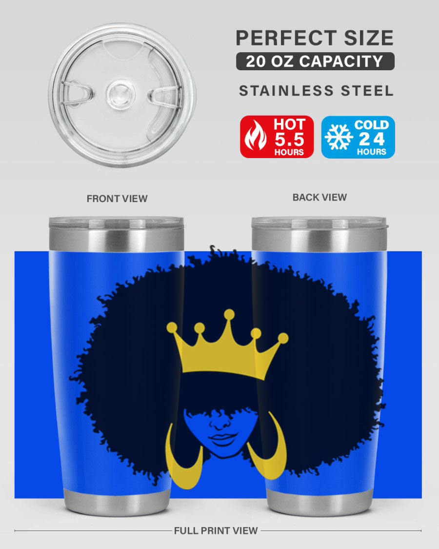 Black Women - Queen 71# Tumbler showcasing a stylish design with double wall vacuum insulation, perfect for hot and cold beverages.