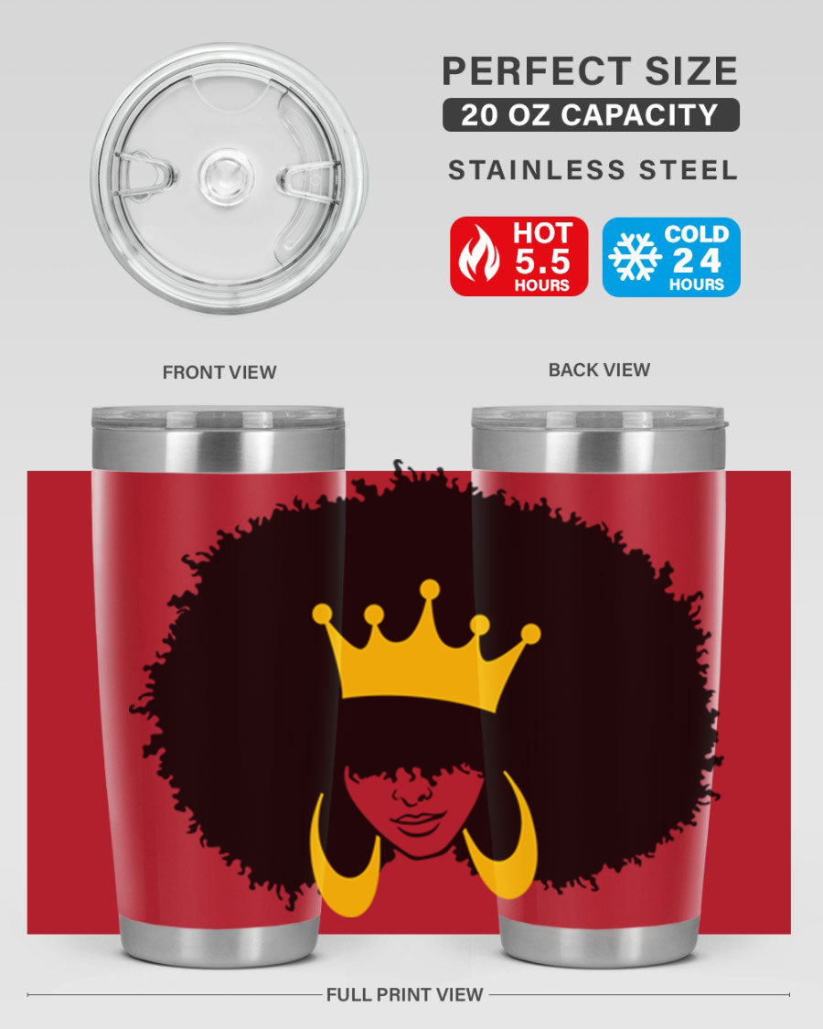 Black Women - Queen 71# Tumbler showcasing a stylish design with double wall vacuum insulation, perfect for hot and cold beverages.