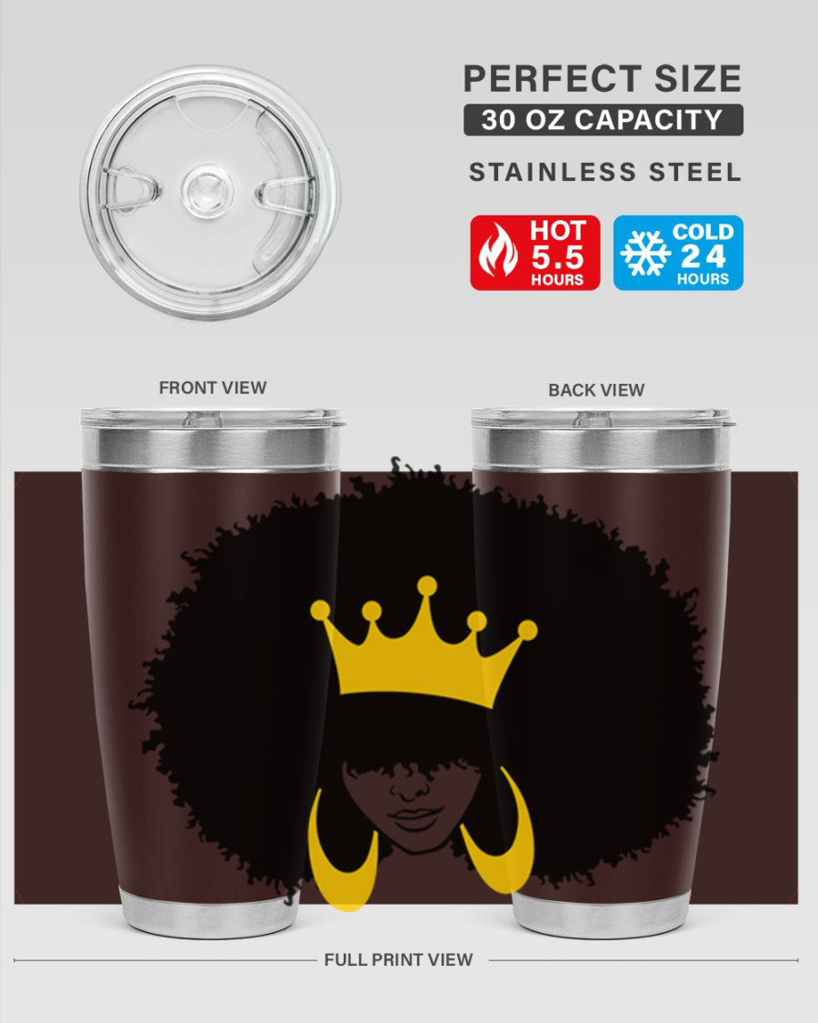 Black Women - Queen 71# Tumbler showcasing a stylish design with double wall vacuum insulation, perfect for hot and cold beverages.