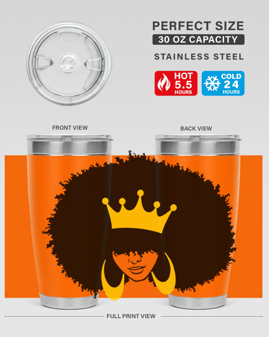 Black Women - Queen 71# Tumbler showcasing a stylish design with double wall vacuum insulation, perfect for hot and cold beverages.