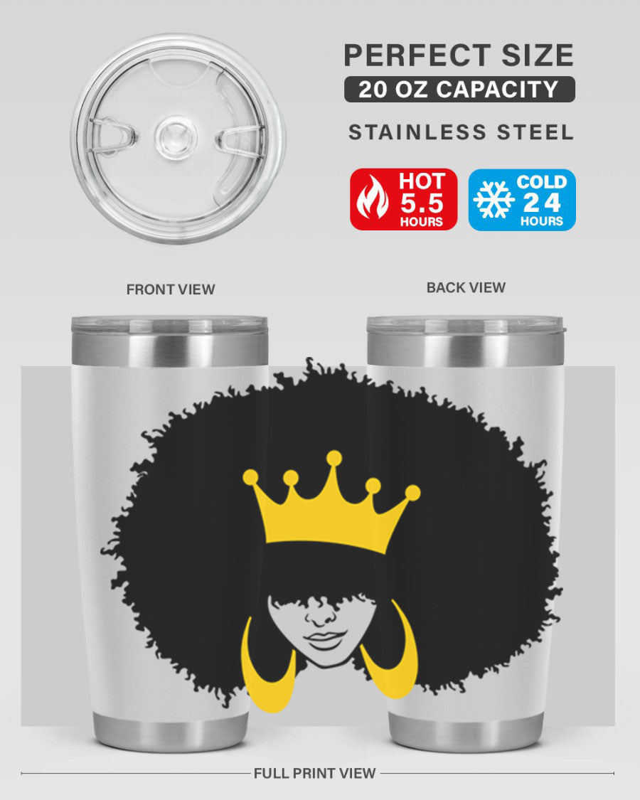 Black Women - Queen 71# Tumbler showcasing a stylish design with double wall vacuum insulation, perfect for hot and cold beverages.