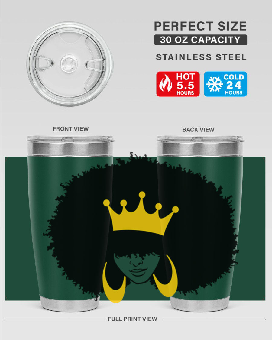 Black Women - Queen 71# Tumbler showcasing a stylish design with double wall vacuum insulation, perfect for hot and cold beverages.