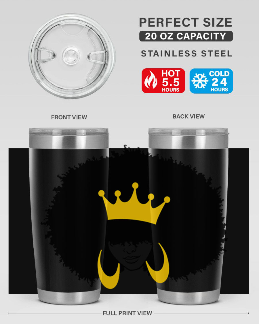 Black Women - Queen 71# Tumbler showcasing a stylish design with double wall vacuum insulation, perfect for hot and cold beverages.