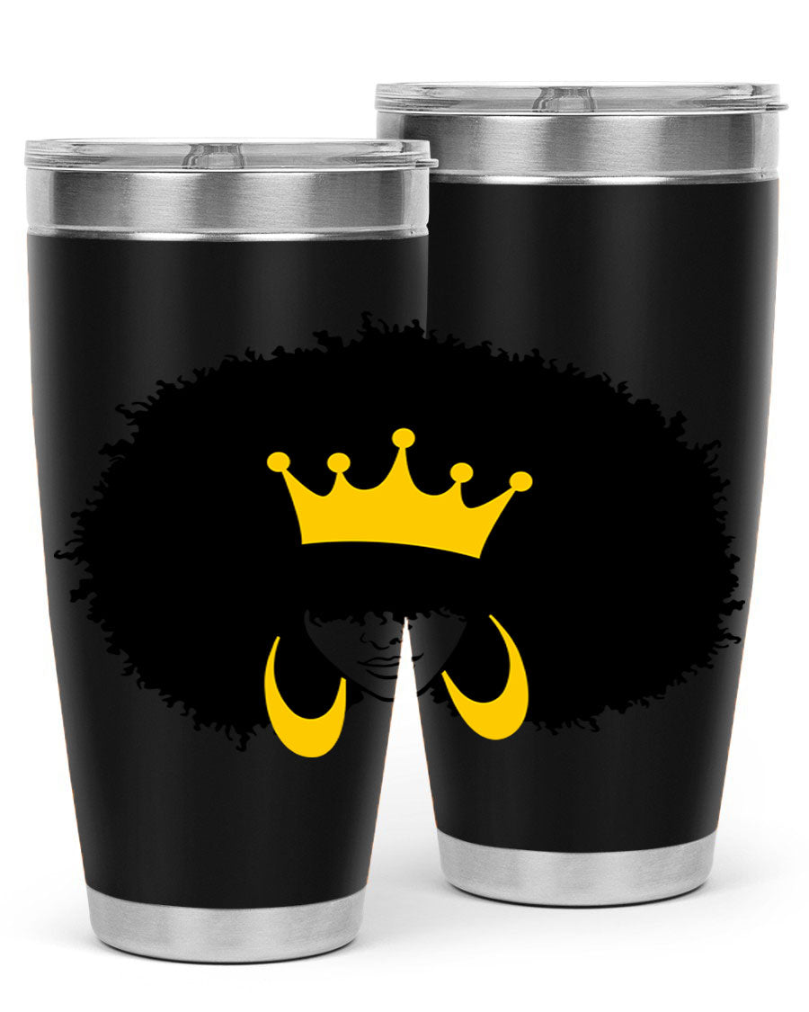 Black Women - Queen 71# Tumbler showcasing a stylish design with double wall vacuum insulation, perfect for hot and cold beverages.