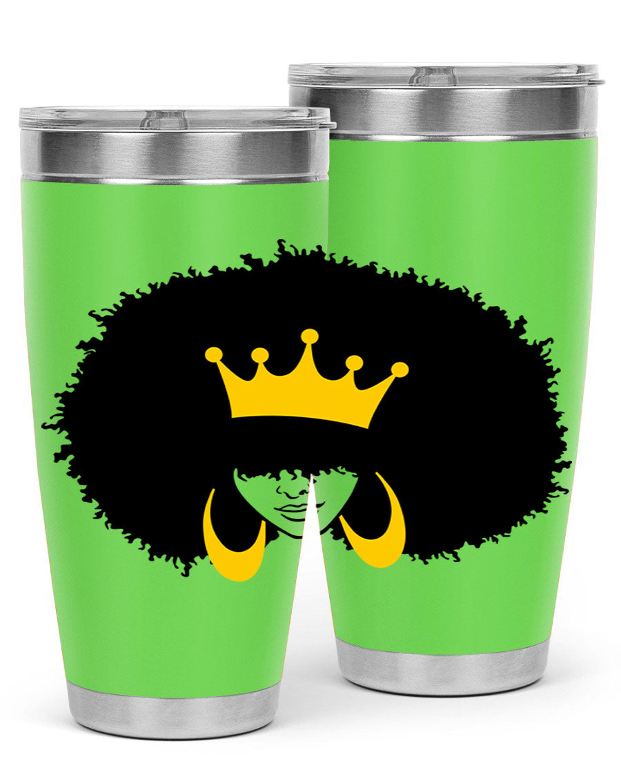 Black Women - Queen 71# Tumbler showcasing a stylish design with double wall vacuum insulation, perfect for hot and cold beverages.