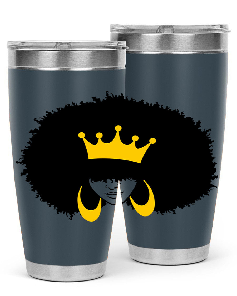 Black Women - Queen 71# Tumbler showcasing a stylish design with double wall vacuum insulation, perfect for hot and cold beverages.