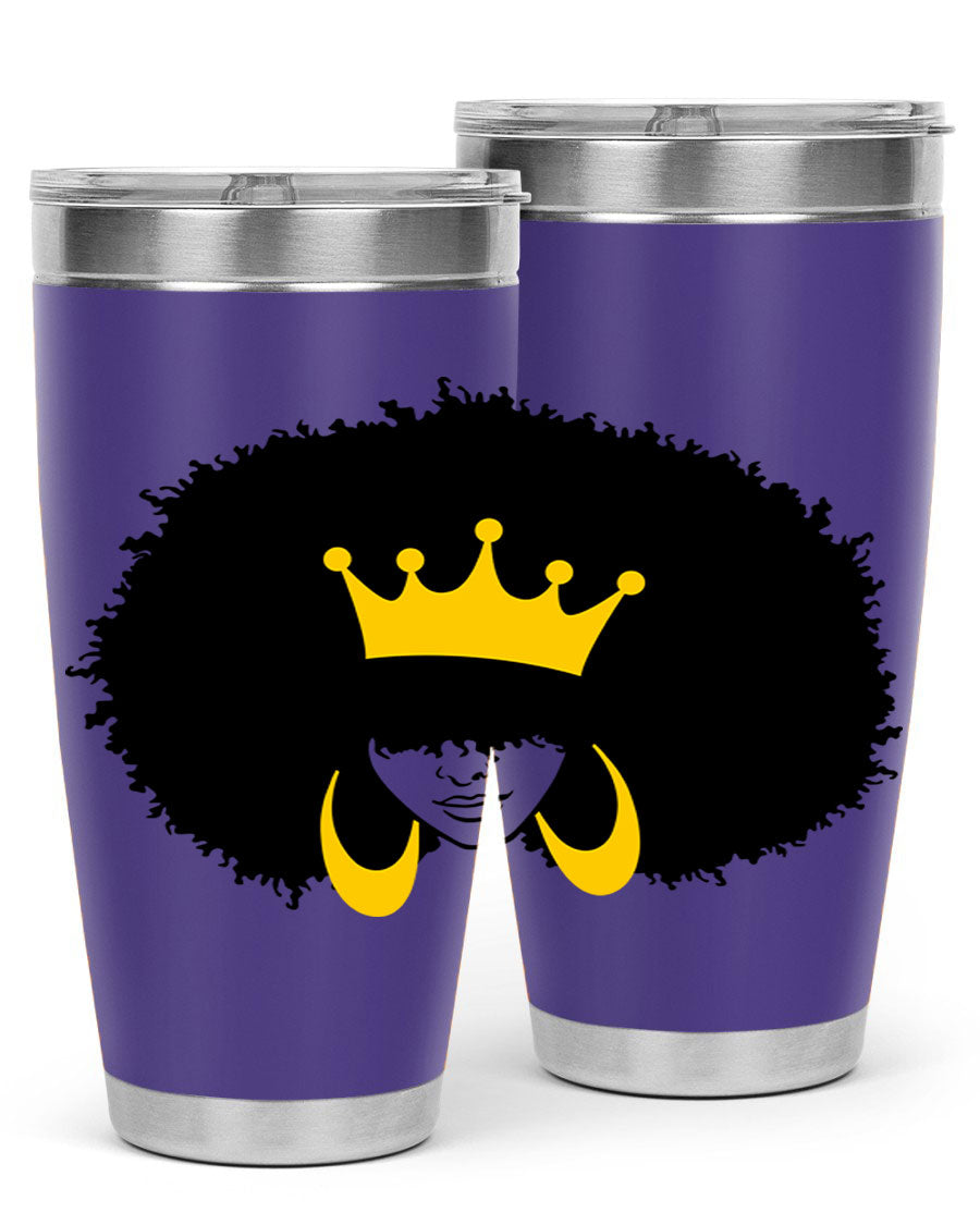 Black Women - Queen 71# Tumbler showcasing a stylish design with double wall vacuum insulation, perfect for hot and cold beverages.