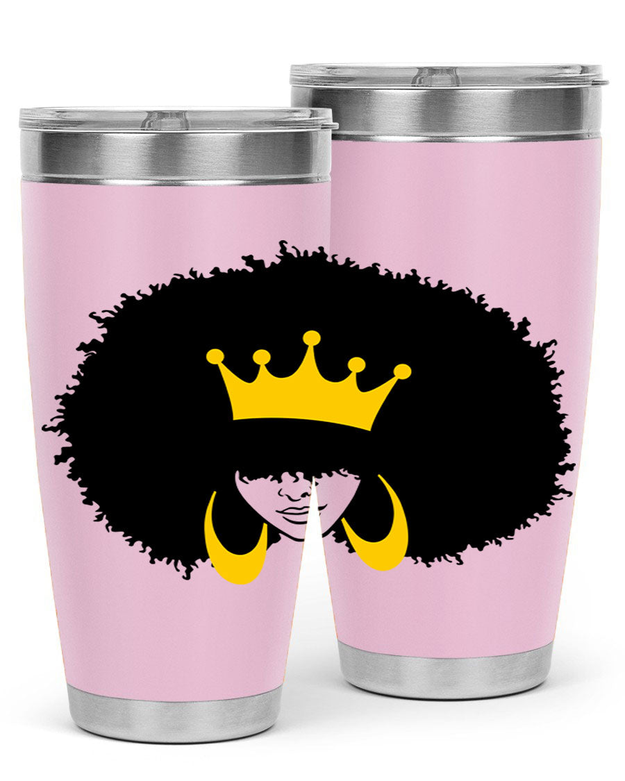 Black Women - Queen 71# Tumbler showcasing a stylish design with double wall vacuum insulation, perfect for hot and cold beverages.