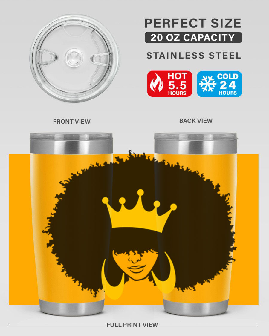 Black Women - Queen 71# Tumbler showcasing a stylish design with double wall vacuum insulation, perfect for hot and cold beverages.