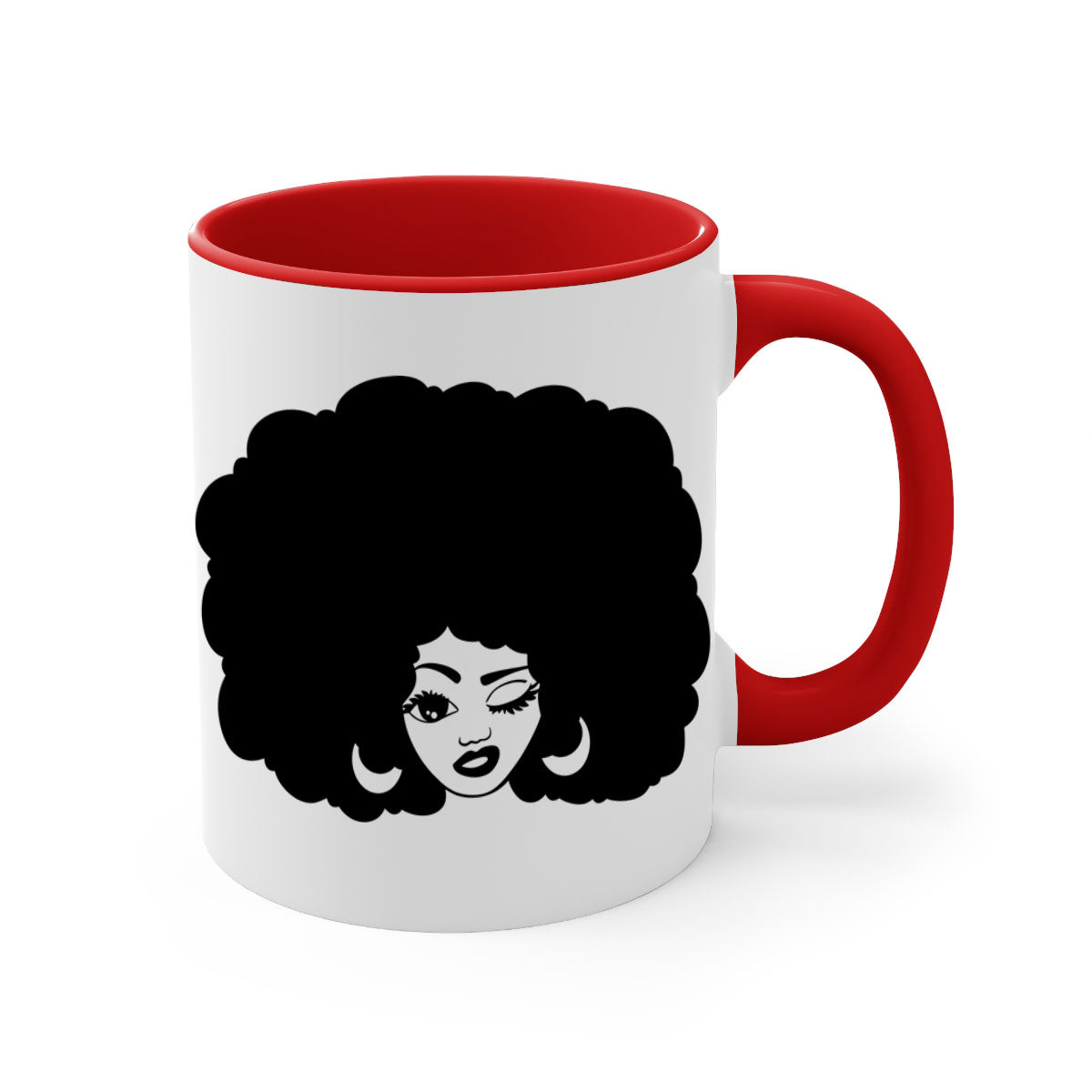 Black Women - Queen 74# Mug with two-tone design, featuring a colored handle and glossy finish, perfect for coffee or tea.