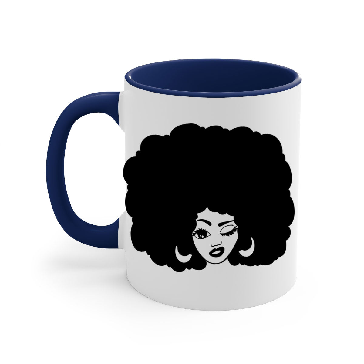 Black Women - Queen 74# Mug with two-tone design, featuring a colored handle and glossy finish, perfect for coffee or tea.