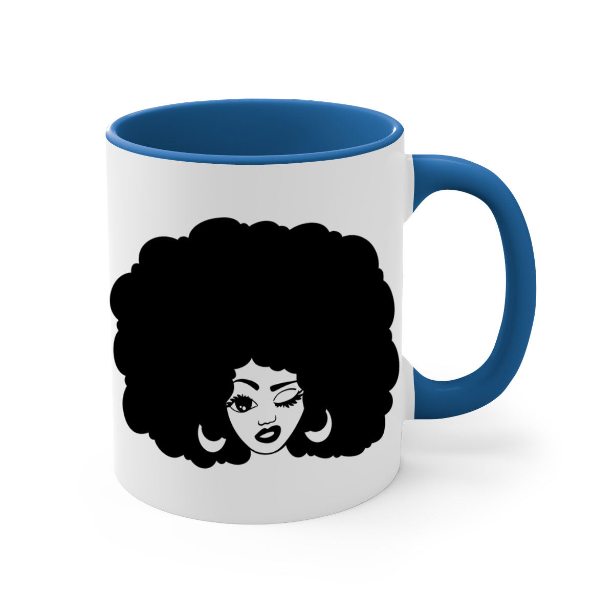 Black Women - Queen 74# Mug with two-tone design, featuring a colored handle and glossy finish, perfect for coffee or tea.